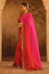 Shop AFRIYA Red Silk Organza, Silk, Twill Sequins, Metallic Thread, Saree With Blouse Online at Aza Fashions Shop_AFRIYA_Red Silk Organza, Silk, Twill Sequins, Metallic Thread, Saree With Blouse _Online_at_Aza_Fashions