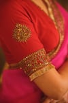 Shop AFRIYA Red Silk Organza, Silk, Twill Sequins, Metallic Thread, Saree With Blouse Shop_AFRIYA_Red Silk Organza, Silk, Twill Sequins, Metallic Thread, Saree With Blouse