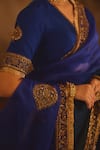 AFRIYA_Blue Silk Organza, Silk, Twill Embroidery, Sequins, Hand Work Saree With Blouse _Online_at_Aza_Fashions