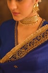 Buy_AFRIYA_Blue Silk Organza, Silk, Twill Embroidery, Sequins, Hand Work Saree With Blouse _Online_at_Aza_Fashions