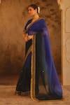 Shop_AFRIYA_Blue Silk Organza, Silk, Twill Embroidery, Sequins, Hand Work Saree With Blouse _Online_at_Aza_Fashions