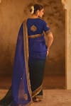 Shop_AFRIYA_Blue Silk Organza, Silk, Twill Embroidery, Sequins, Hand Work Saree With Blouse _at_Aza_Fashions