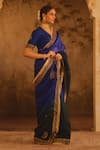 Buy_AFRIYA_Blue Silk Organza, Silk, Twill Embroidery, Sequins, Hand Work Saree With Blouse 