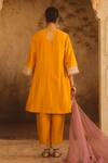 Shop_AFRIYA_Yellow Chanderi , Organza Gota Patti, Embroidery, Fringe Kurta Set _at_Aza_Fashions
