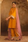 AFRIYA_Yellow Chanderi , Organza Gota Patti, Embroidery, Fringe Kurta Set _at_Aza_Fashions