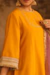 Shop_AFRIYA_Yellow Chanderi , Organza Gota Patti, Embroidery, Fringe Kurta Set 