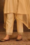 Buy_AFRIYA_Cream Chanderi , Organza Gota Patti, Metallic Border A-line Kurta Set _Online_at_Aza_Fashions