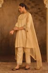 Shop_AFRIYA_Cream Chanderi , Organza Gota Patti, Metallic Border A-line Kurta Set 
