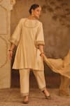 AFRIYA_Cream Chanderi , Organza Gota Patti, Metallic Border A-line Kurta Set _Online