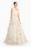 Buy_Gauri & Nainika_Ivory Tulle Embroidery, Sequins Scoop Neck Prima Vera Lehenga Set _Online_at_Aza_Fashions