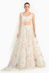 Buy_Gauri & Nainika_Ivory Tulle Embroidery, Sequins Scoop Neck Prima Vera Lehenga Set _at_Aza_Fashions