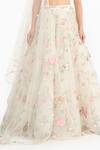 Shop_Gauri & Nainika_Ivory Tulle Embroidery, Sequins Scoop Neck Prima Vera Lehenga Set _Online_at_Aza_Fashions