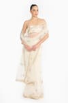 Buy_Gauri & Nainika_Ivory Tulle Embroidery, Sequins Sweetheart Neck Prima Vera Saree With Blouse _Online_at_Aza_Fashions