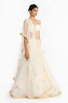 Buy_Gauri & Nainika_Ivory Tulle Embroidery, Sequins Square Neck Prima Vera Lehenga Set _Online_at_Aza_Fashions