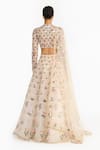 Shop_Gauri & Nainika_Ivory Tulle Embroidery, Sequins Round Neck Lattice Floral Lehenga Set _at_Aza_Fashions