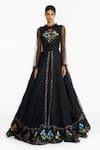 Buy Gauri & Nainika Black Silk Organza Embroidery, Metallic Thread High Neck Lattice Gown at Aza Fashions Buy_Gauri & Nainika_Black Silk Organza Embroidery, Metallic Thread High Neck Lattice Gown _at_Aza_Fashions