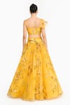 Shop Gauri & Nainika Yellow Silk Organza Ruffles, Fabric Chinoiserie Print Blouse And Lehenga Set at Aza Fashions Shop_Gauri & Nainika_Yellow Silk Organza Ruffles, Fabric Chinoiserie Print Blouse And Lehenga Set _at_Aza_Fashions