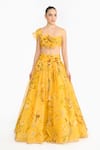 Buy Gauri & Nainika Yellow Silk Organza Ruffles, Fabric Chinoiserie Print Blouse And Lehenga Set at Aza Fashions Buy_Gauri & Nainika_Yellow Silk Organza Ruffles, Fabric Chinoiserie Print Blouse And Lehenga Set _at_Aza_Fashions