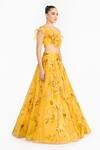 Gauri & Nainika Yellow Silk Organza Ruffles, Fabric Chinoiserie Print Blouse And Lehenga Set Online at Aza Fashions Gauri & Nainika_Yellow Silk Organza Ruffles, Fabric Chinoiserie Print Blouse And Lehenga Set _Online_at_Aza_Fashions
