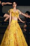 Gauri & Nainika Yellow Silk Organza Ruffles, Fabric Chinoiserie Print Blouse And Lehenga Set at Aza Fashions Gauri & Nainika_Yellow Silk Organza Ruffles, Fabric Chinoiserie Print Blouse And Lehenga Set _at_Aza_Fashions