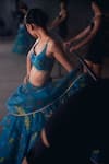 Gauri & Nainika Blue Silk Organza Piping, Ruffles Square Neck Chinoiserie Print Lehenga Set Online at Aza Fashions Gauri & Nainika_Blue Silk Organza Piping, Ruffles Square Neck Chinoiserie Print Lehenga Set _Online_at_Aza_Fashions