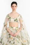 Shop Gauri & Nainika White Silk Organza Sequins Round Neck Indian Rose Printed Lehenga Set Online at Aza Fashions Shop_Gauri & Nainika_White Silk Organza Sequins Round Neck Indian Rose Printed Lehenga Set _Online_at_Aza_Fashions