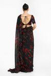 Shop_Gauri & Nainika_Black Chiffon, Crepe Ruffles, Sequins, Rose Pre-draped Saree With Blouse _at_Aza_Fashions