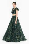 Gauri & Nainika_Green Silk Organza Sweetheart Neck Forest Print Ruffled Blouse And Lehenga Set _Online_at_Aza_Fashions