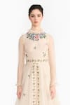 Buy_Gauri & Nainika_Ivory Silk Organza Embroidery High Neck French Angrakha _Online_at_Aza_Fashions