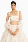 Shop_Gauri & Nainika_Off White Silk Organza Ruffles Square Neck Wildflower Printed Lehenga Set _Online_at_Aza_Fashions