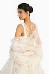 Gauri & Nainika_Off White Silk Organza Ruffles Square Neck Wildflower Printed Lehenga Set _at_Aza_Fashions