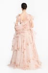 Shop Gauri & Nainika Pink Silk Organza Ruffles, Fabric Flowers, Foil Vintage Rose Lehenga Set at Aza Fashions Shop_Gauri & Nainika_Pink Silk Organza Ruffles, Fabric Flowers, Foil Vintage Rose Lehenga Set _at_Aza_Fashions