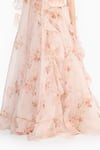 Buy Gauri & Nainika Pink Silk Organza Ruffles, Fabric Flowers, Foil Vintage Rose Lehenga Set Buy_Gauri & Nainika_Pink Silk Organza Ruffles, Fabric Flowers, Foil Vintage Rose Lehenga Set