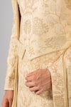 Kalpana Naik_Beige Linen, Satin, Bemberg, Silk Blossom Floral Elegance Sherwani Set _at_Aza_Fashions