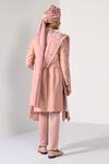 Shop_Kalpana Naik_Rose Gold Bemberg, Silk Embroidery, Maharaja Splendor Elegance Sherwani Set _at_Aza_Fashions