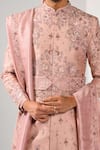 Buy_Kalpana Naik_Rose Gold Bemberg, Silk Embroidery, Maharaja Splendor Elegance Sherwani Set _Online_at_Aza_Fashions