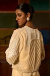 Shop_Saangi_Ivory Viscose, Satin Sequins, Pearls Poise Jumpsuit With Embroidered Jacket _Online_at_Aza_Fashions