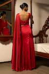 Buy_Saangi_Red Modal, Satin Sequins, Knotted Draped Saree Skirt With Embellished Blouse _Online_at_Aza_Fashions