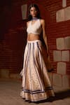 Buy_Saangi_Ivory Viscose, Satin, Organza Embroidery, Beads Indigo Whisper Kali Lehenga Set _at_Aza_Fashions