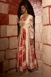 Saangi_Ivory Bemberg, Satin Embroidery, Beads V-neck, Mehr Rang Jacket Pant Set _Online_at_Aza_Fashions
