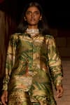 Buy_Saangi_Green Bemberg, Satin Whispers Of The Wild Jungle Print Pant Co-ord Set _Online_at_Aza_Fashions