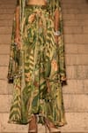 Buy_Saangi_Green Chinon, Silk Beads, Stones Enchanted Canopy Jungle Print Cowl Skirt Set _Online_at_Aza_Fashions