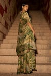 Shop_Saangi_Green Chinon, Silk Beads, Stones Enchanted Canopy Jungle Print Cowl Skirt Set _Online_at_Aza_Fashions