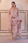 Buy_Bannhi By Priyanka Rathore_Pink Tissue, Georgette Lace, Embroidery, Floral Printed Kurta Set With Dupatta _at_Aza_Fashions