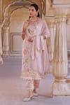 Bannhi By Priyanka Rathore_Pink Tissue, Georgette Lace, Embroidery, Floral Printed Kurta Set With Dupatta _Online_at_Aza_Fashions