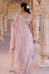 Shop_Bannhi By Priyanka Rathore_Pink Tissue, Georgette Lace, Embroidery, Floral Printed Kurta Set With Dupatta _at_Aza_Fashions