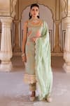 Buy_Bannhi By Priyanka Rathore_Green Tissue, Georgette Lace, Floral Printed Kurta Set With Embroidered Dupatta _at_Aza_Fashions