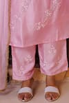 Bannhi By Priyanka Rathore_Pink Silk, Chiffon Beads, Embroidery, Gota Hand Cutdana And Beadwork Kurta Set _Online_at_Aza_Fashions