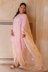 Bannhi By Priyanka Rathore_Pink Silk, Organza Gota Patti, Kurta And Dhoti Set With Dual-tone Dupatta _Online_at_Aza_Fashions