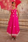 Buy_Bannhi By Priyanka Rathore_Fuchsia Taffeta, Organza Gota Patti, Zari Sweetheart Floral Motif Anarkali Set _Online_at_Aza_Fashions